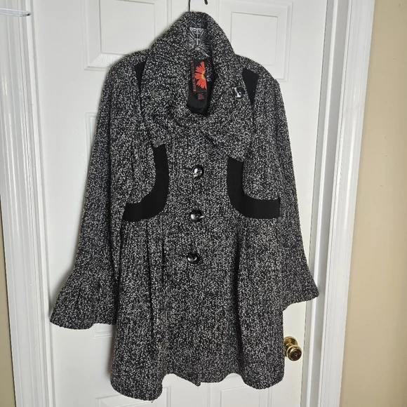 DEBBIE SHUCHAT COLLECTION WOMEN  CHARMING MID LONG TWEED COAT SIZE XL - Picture 2 of 16